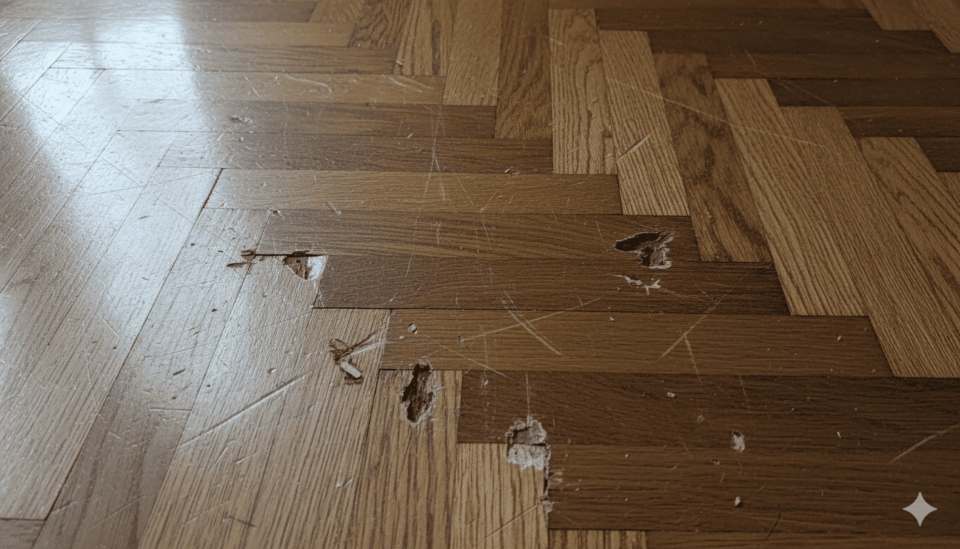 Повреждения паркета